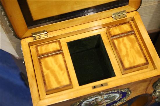 A pair of Louis XVI style ormolu mounted satinwood gueridons, W.1ft 2in. D. 9in. H.2ft 3.5in.